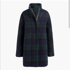 J Crew Bouclé City Coat in Black Watch Plaid 00P